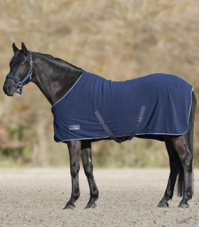 Fleece odpocovací deka s křížovým zapínáním, Tmavě modrá